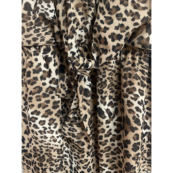 Leopard Print Large Maxi Dress in Brown Leopard Lined Long Sheer Spaghetti Strap - Picture 4 of 9